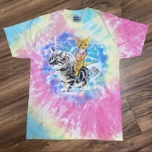 Graphic Tee Social Media Rainbow kitty unicorn meduim
